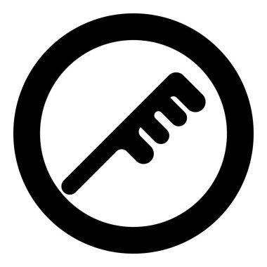 Saç berberi aksesuar, saç fırçası simgesi, yuvarlak siyah renk vektör çizimi, basit taslak resim.