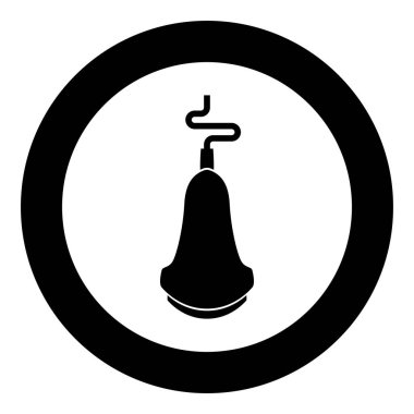 Ultrason tarayıcı Tıbbi tarama ekipmanı ekogramı ultrasonik araştırma cihazı simgesi dairesel siyah renk çizimi katı dış hat biçimi