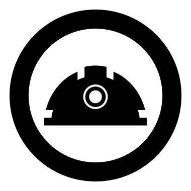 İnşaat güvenlik başlığı simgesi için kask yuvarlak siyah renk vektör çizimi katı dış hat biçimi basit resim