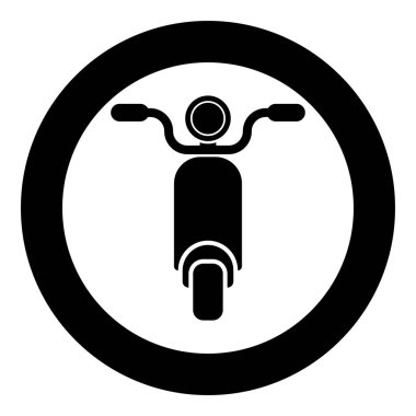 Moped Scooter Motosiklet Elektrikli simgesi dairesel siyah renk vektör illüstrasyonu katı taslak biçimi basit resim
