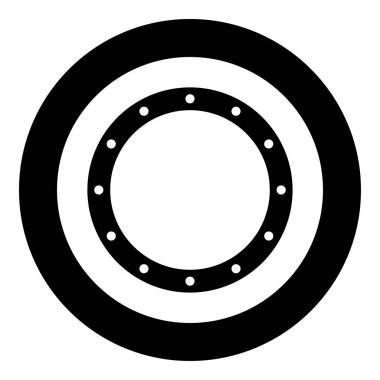 Delikli lastik conta Grommet Sızıntı o-ring simgesi yuvarlak siyah renk vektör çizimi katı dış hat biçimi basit resim