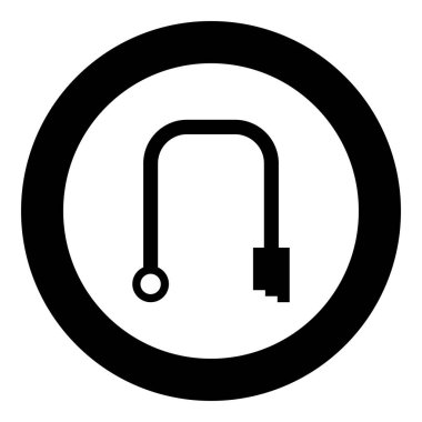 Dairesel siyah renk vektör illüstrasyonundaki dal boru simgesi katı dış hat biçimi basit resim