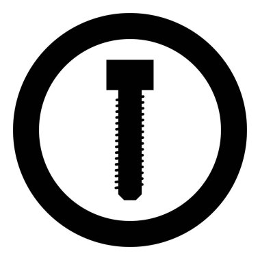 Cıvata Dag simgesini yuvarlak siyah renk çizimi katı dış hat biçimi basit resim şeklinde vidalayın