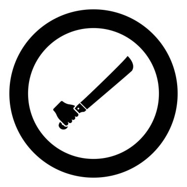 Elde pala kullanılıyor Kol Büyük bıçak simgesi yuvarlak siyah renk vektör illüstrasyonu katı dış hat biçimi basit resim