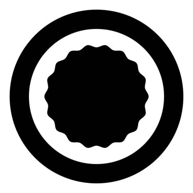 Dalgalı kenarlı yuvarlak öge Çember etiket simgesi yuvarlak siyah renk vektör çizimi katı dış hat biçimi basit resim