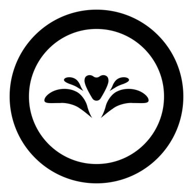 Daire şeklinde çiçek simgesi yuvarlak siyah renk vektör illüstrasyonu katı dış hat biçimi basit resim