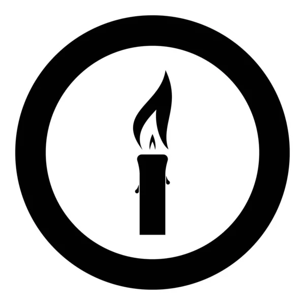 圆形圆形黑色矢量的蜡质大火焰图标烛台 实心轮廓造型简洁 — 图库矢量图片