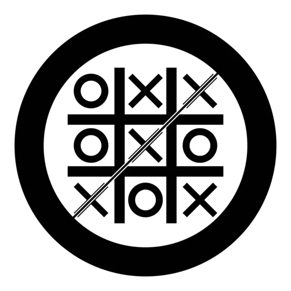 Tic Tac Toe Ikon Kör Alakú Fekete Színű Vektor Illusztráció — Stock Vector