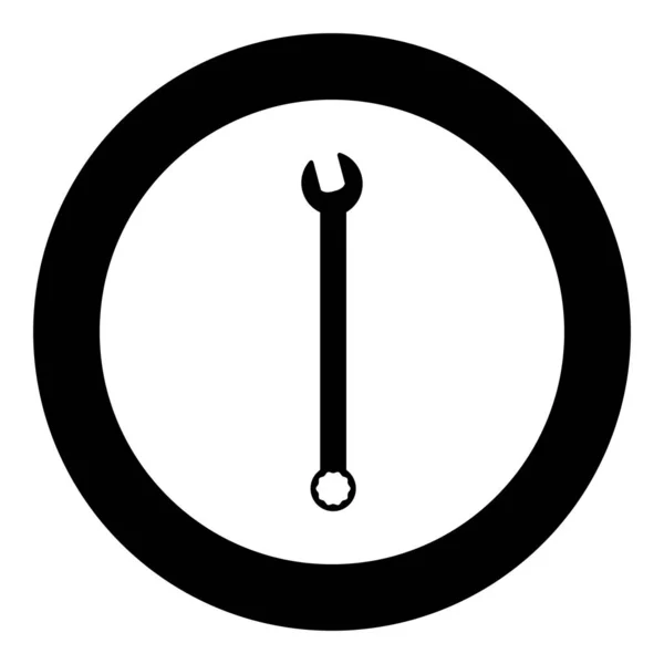 육각형 Spanner Hand Tool Mechanic Engineer Instrument Icon Circle Black — 스톡 벡터