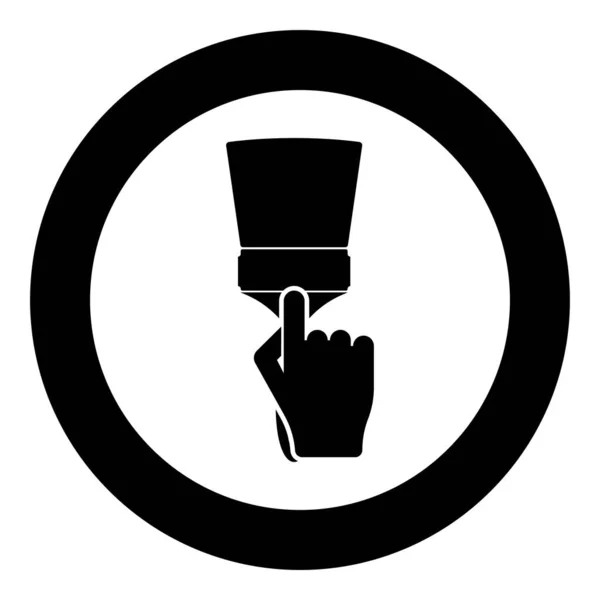 Pinsel Der Hand Verwenden Werkzeugarmsymbol Kreis Runde Schwarze Farbe Vektor — Stockvektor