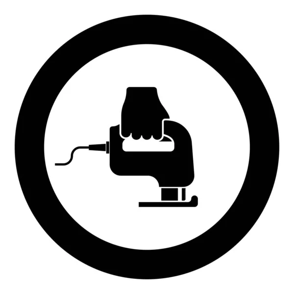 Elektrische Laubsäge Werkzeug Hand Stichsäge Einsatz Arm Symbol Kreis Runde — Stockvektor