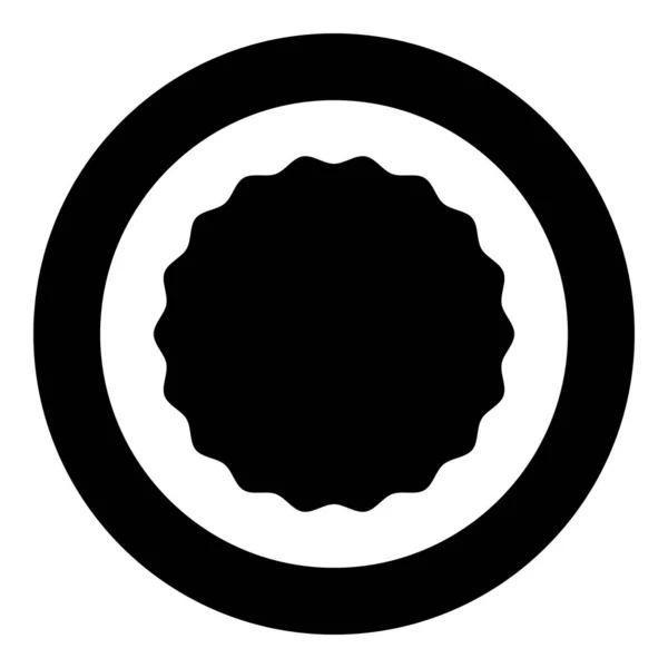 Okrągły Element Falistymi Krawędziami Ikona Naklejki Okrągły Czarny Kolor Wektor — Wektor stockowy