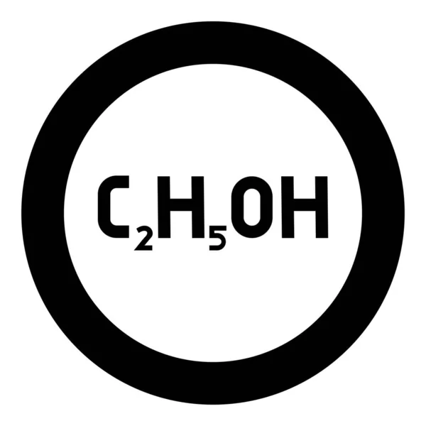 Chemische Formel C2H5Oh Ethanol Ethylalkohol Symbol Kreis Runde Schwarze Farbe — Stockvektor