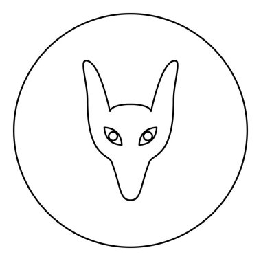 Head jackal icon in circle round black color vector illustration image outline contour line thin style simple