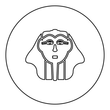 Head pharaoh cop faro mask icon in circle round black color vector illustration image outline contour line thin style simple