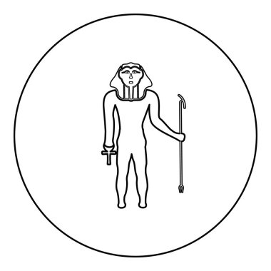Pharaoh Egypt Tutankhamen King Tut icon in circle round black color vector illustration image outline contour line thin style simple