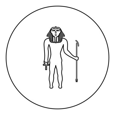 Egypt pharaoh Tutankhamen King Tut icon in circle round black color vector illustration image outline contour line thin style simple