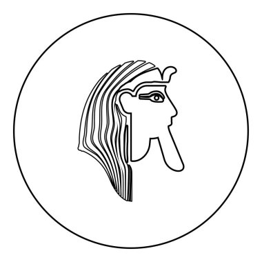 Head pharaoh cop faro mask icon in circle round black color vector illustration image outline contour line thin style simple