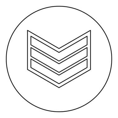 Army chevron military rank insignia badge symbol sign petty officer icon in circle round black color vector illustration image outline contour line thin style simple