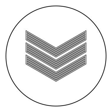 Army chevron military rank insignia badge symbol sign petty officer icon in circle round black color vector illustration image outline contour line thin style simple