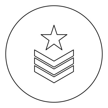 Army chevron military rank insignia badge symbol sign petty officer icon in circle round black color vector illustration image outline contour line thin style simple