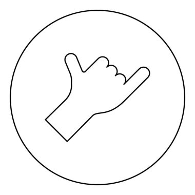 Shaka symbol hand hawaiian greeting gesture sign call me sign telephone loose surf up icon in circle round black color vector illustration image outline contour line thin style simple