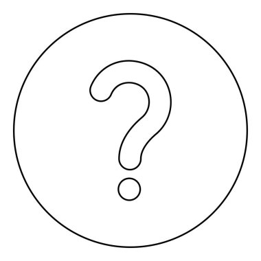 Sign question icon in circle round black color vector illustration image outline contour line thin style simple