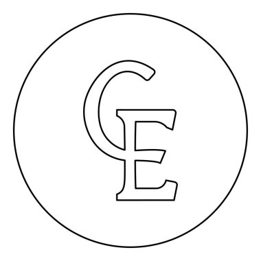 ECU European Currency Unit symbol euro-currency sign euro currency icon in circle round black color vector illustration image outline contour line thin style simple