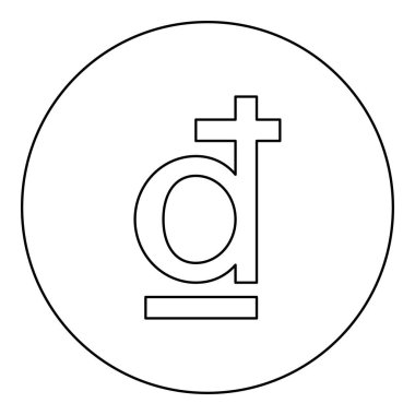 Symbol dong sign vietnamese currency icon in circle round black color vector illustration image outline contour line thin style simple