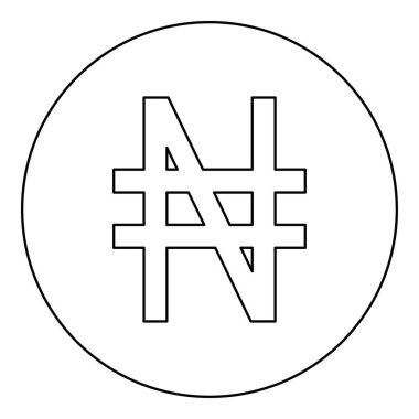 Symbol Nayra sign money currency icon in circle round black color vector illustration image outline contour line thin style simple