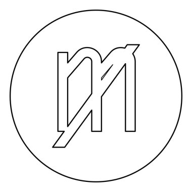 Mill's symbol milly sign icon in circle round black color vector illustration image outline contour line thin style simple