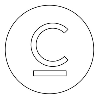 Som sign Kyrgyzstani currency symbol icon in circle round black color vector illustration image outline contour line thin style simple