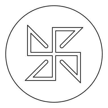 Yarovrat symbol sign slavic pagan icon in circle round black color vector illustration image outline contour line thin style simple