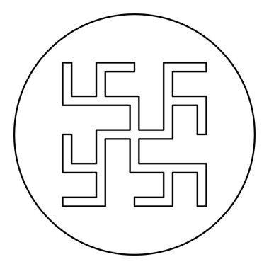 Fern flowers grass symbol sign slavic pagan icon in circle round black color vector illustration image outline contour line thin style simple