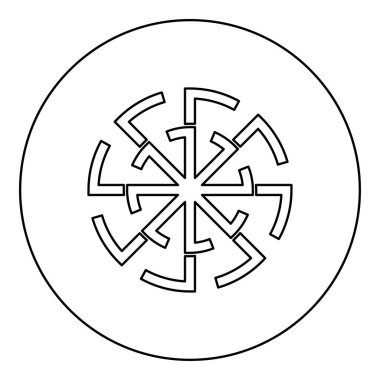 Svitovit symbol sign slavic pagan icon in circle round black color vector illustration image outline contour line thin style simple