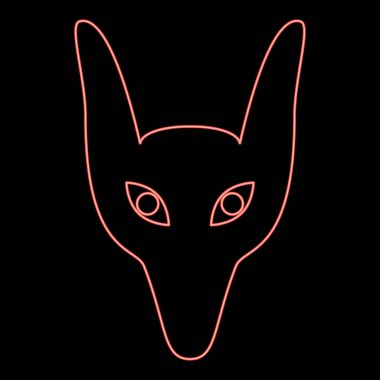 Neon baş çakal kırmızı renk vektör resimleme düz stil ışık