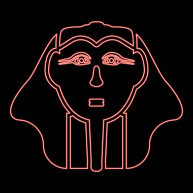 Neon baş firavun polis faro maskesi kırmızı renk vektör illüstrasyon görüntüsü düz ışık