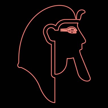 Neon baş firavun polis faro maskesi kırmızı renk vektör illüstrasyon görüntüsü düz ışık