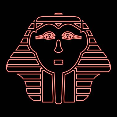 Neon baş firavun polis faro maskesi kırmızı renk vektör illüstrasyon görüntüsü düz ışık