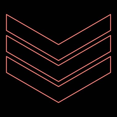 Neon ordusu sembolü rütbe işareti astsubay kırmızı renk vektör illüstrasyon resmi düz ışık stili