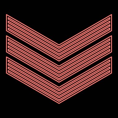 Neon ordusu sembolü rütbe işareti astsubay kırmızı renk vektör illüstrasyon resmi düz ışık stili