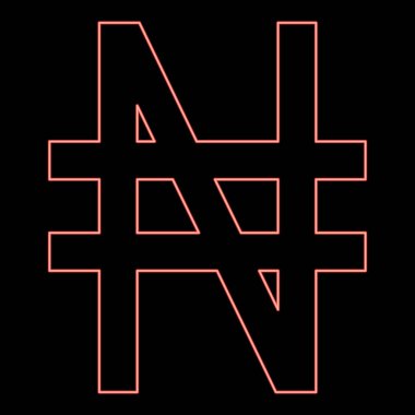 Neon sembolü Nayra para birimi kırmızı renk vektör illüstrasyon düz resim ışık imzaladı