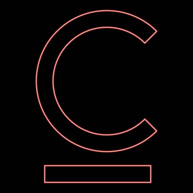 Neon som işareti Kırgızistan para birimi sembolü kırmızı renk vektör illüstrasyon düz resim ışık