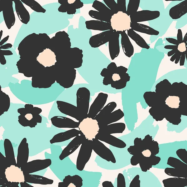 Fleurs dessinées à la main motif sans couture — Image vectorielle