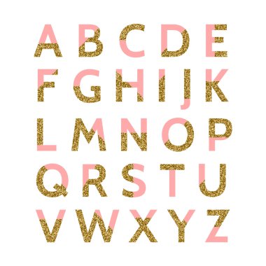 Pembe ve Altın Glitter Font