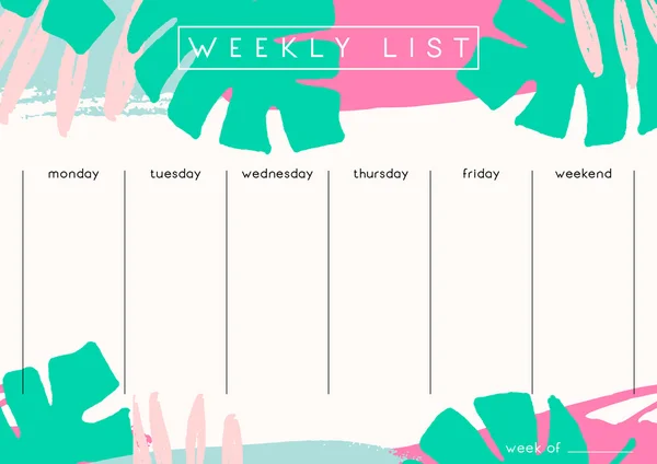 Wekelijkse Planner sjabloon — Stockvector