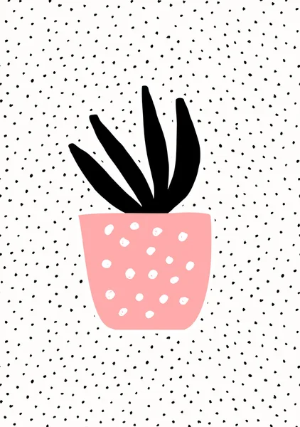 Pink Pot with Succulent Plant — Stock Vector