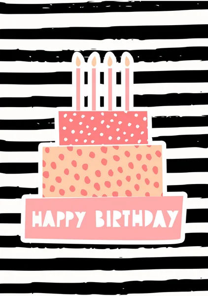 Birthday Cake Greeting Card Design — Stock Vector