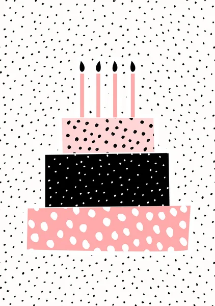 Birthday Cake Greeting Card Design — Stock Vector