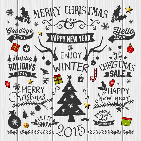 Vintage Christmas Design elementen collectie — Stockvector